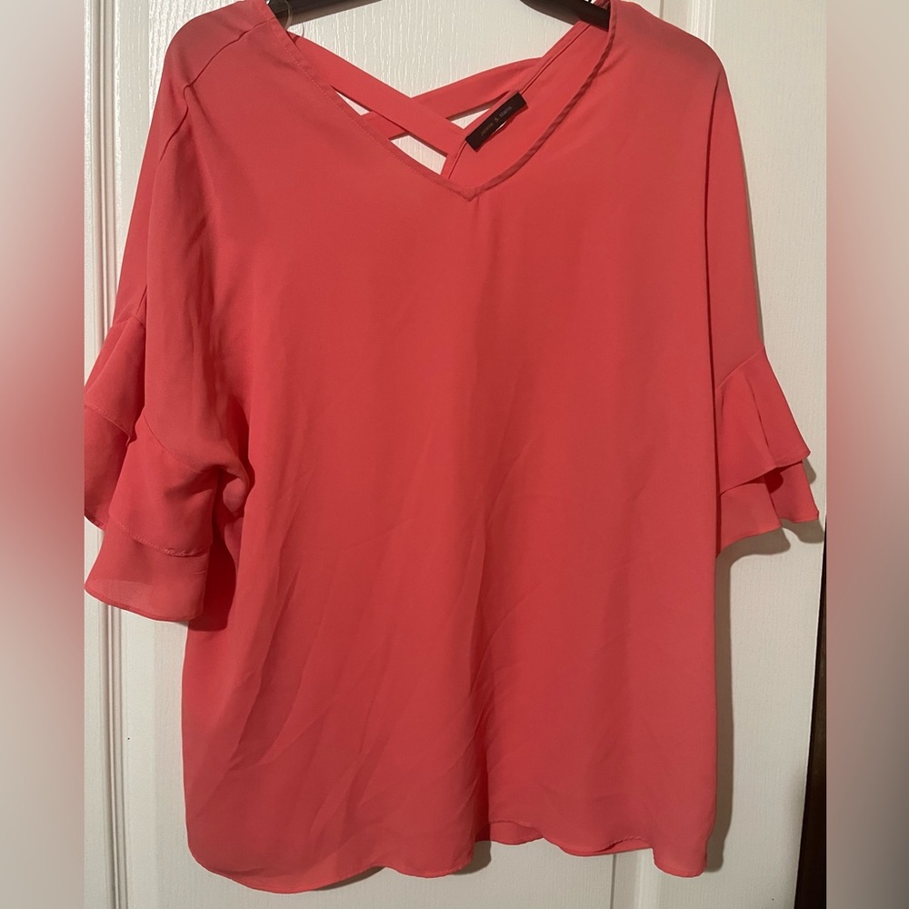 Coral Ruffled Shirt